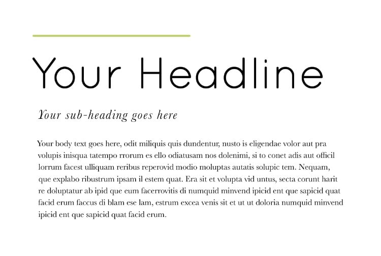 Round Sans Serif Headline + Old-Style Serif Body Text