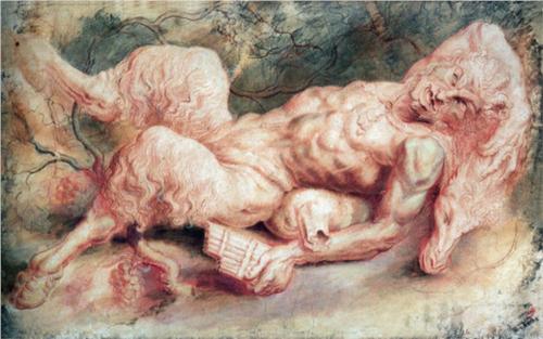 Peter Paul Rubens, Pan Reclining, c. 1610, chalk on paper