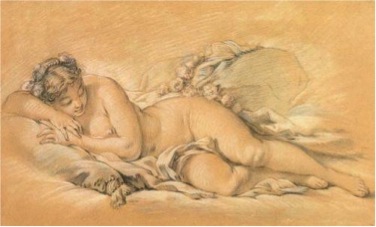 Francois Boucher, Young Woman Sleeping, c. 1760, chalk and pastel* on paper