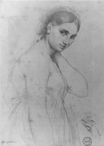 Jean Auguste Domique Ingres, Study for Raphael and the Fornarina, graphite on paper, 1800’s (date unknown)