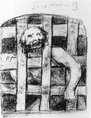 Francisco Goya, Lunatic Behind Bars, 1824, chalk on paper