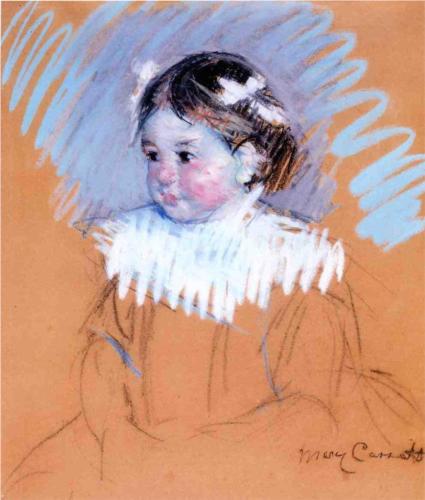 Mary Cassatt, Bust of Ellen with Bows in her Hair, c. 1898, charcoal and pastel on paper