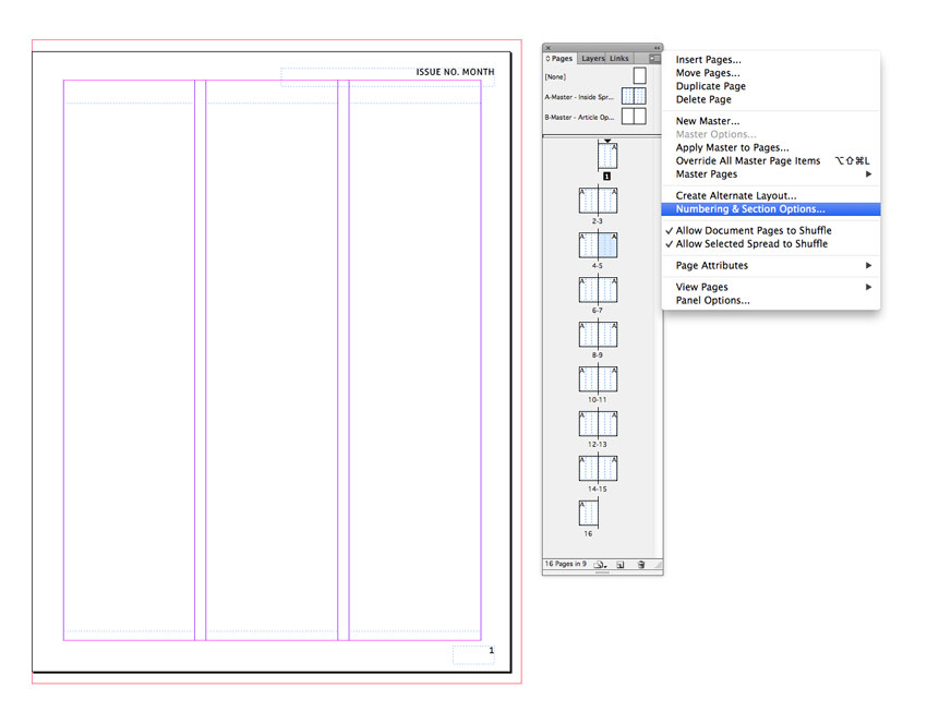 numbering options