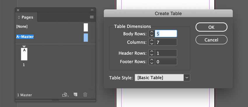 Creating a Table