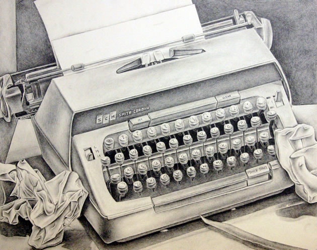 typewriter drawing - great still life idea