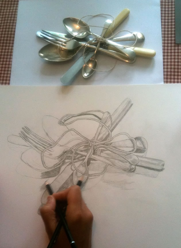 drawing cutlery