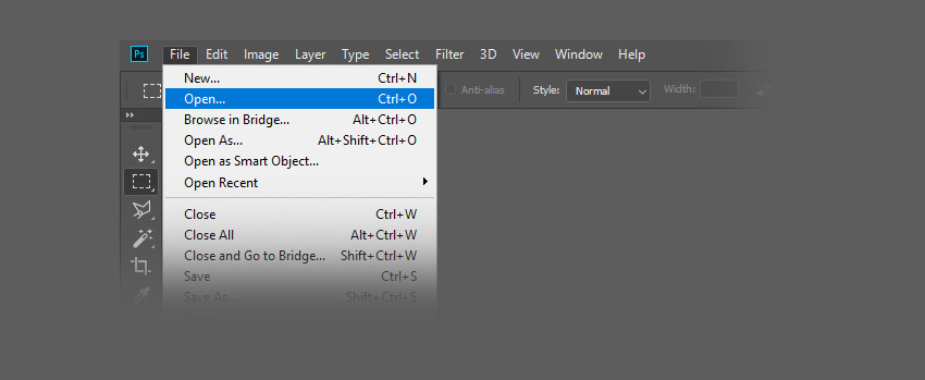How to Mirror in Photoshop Tutorial Open new image