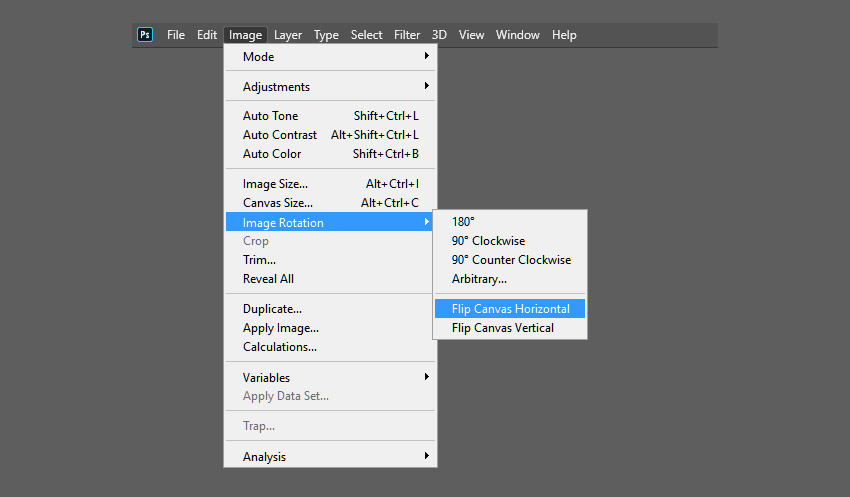 How to Mirror in Photoshop Tutorial Flip canvas horizontal