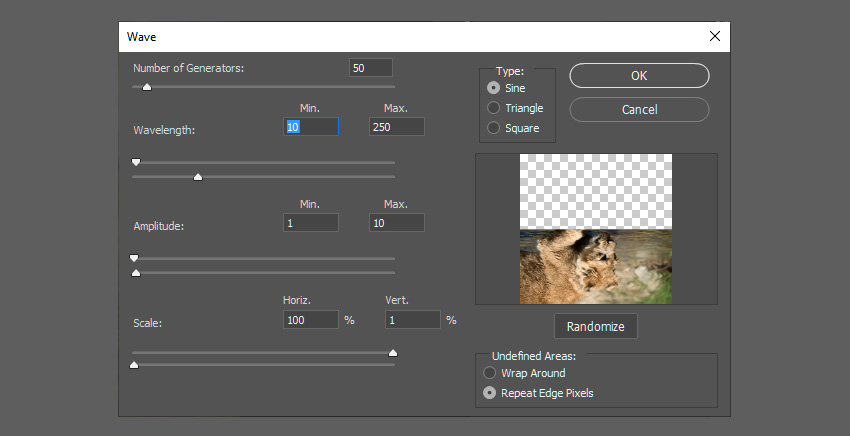 Adobe Photoshop Mirror Image Tutorial Use wave filter