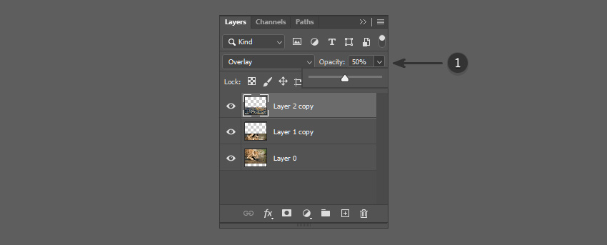 Mirror Image Photoshop Tutorial Set layer opacity