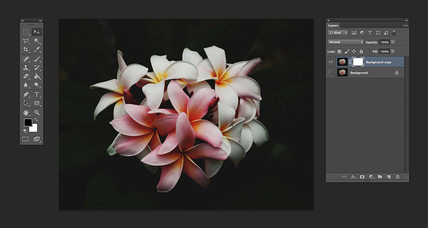 Add a layer mask to the new background layer