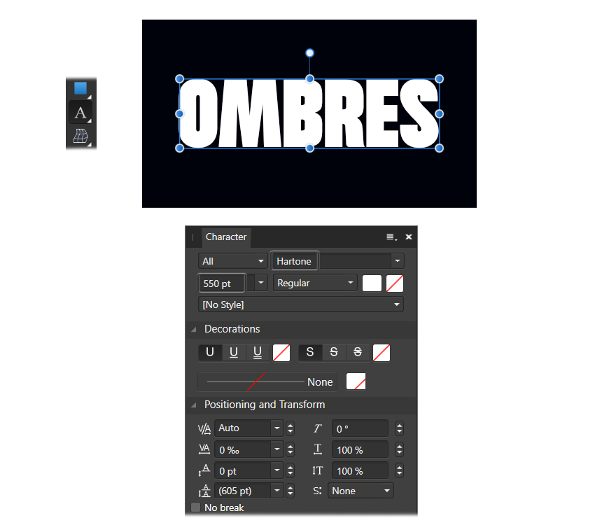 how to write text with text tool in affinity photo for shadow text effect