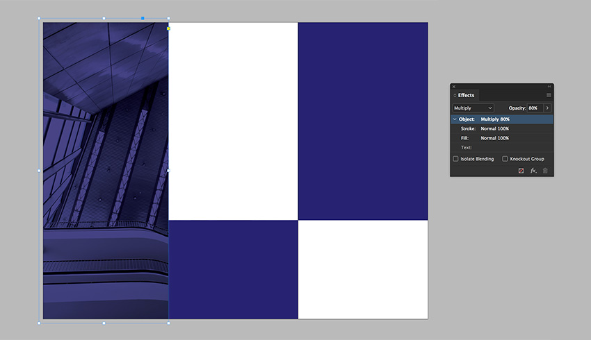 change the blending mode on the first rectangle to Multiply
