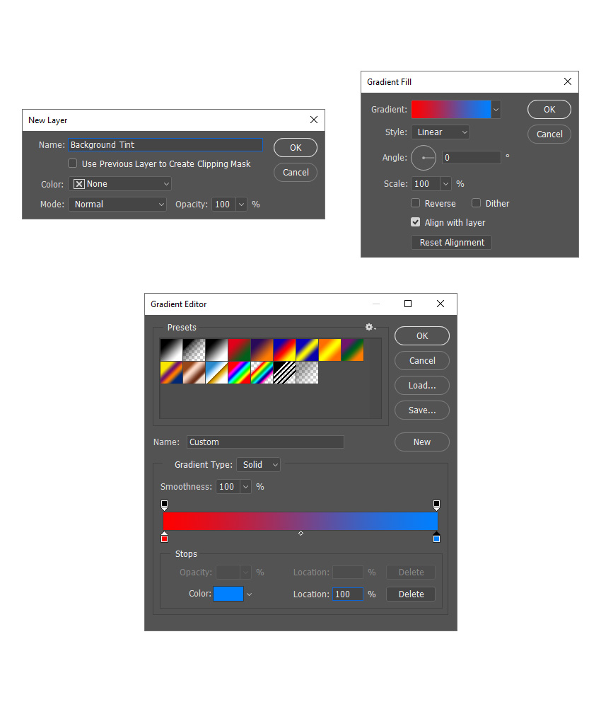 creating new gradient fill layer