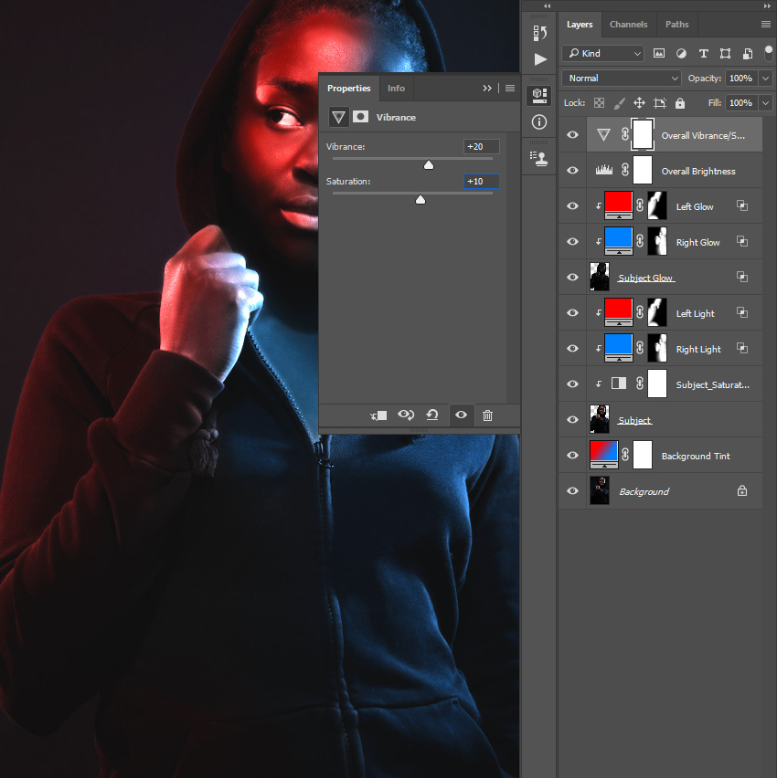 adjusting vibrance and saturation