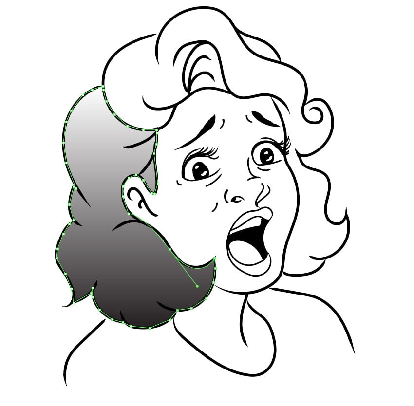 Start filling in the lineart with grays