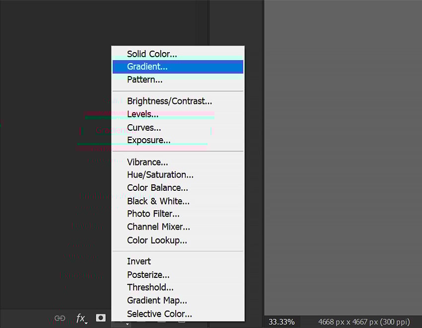 create a new gradient fill layer 