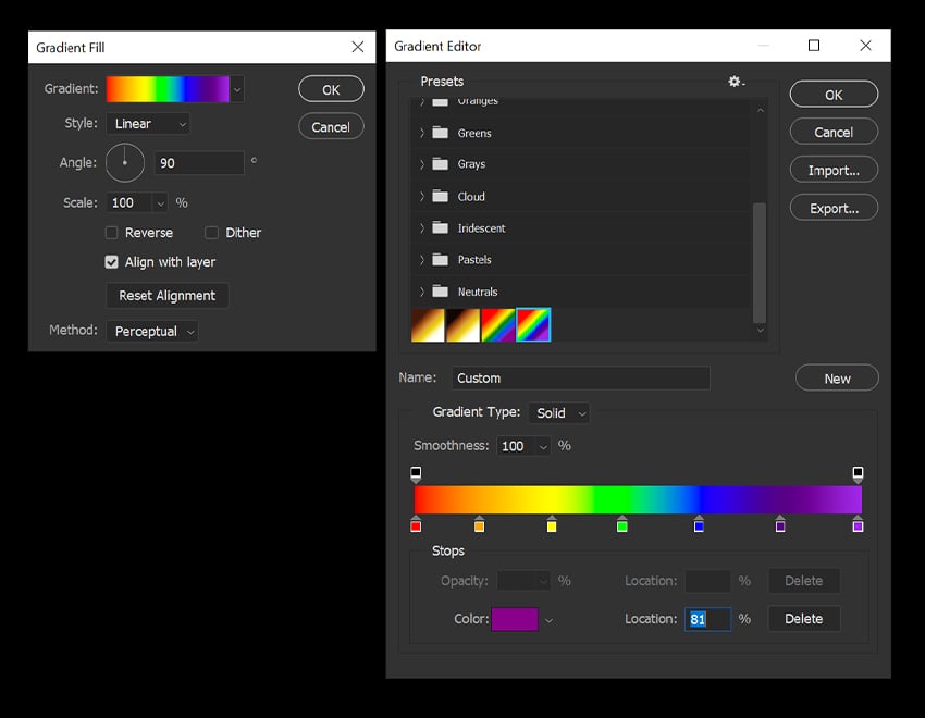 ROYGBIV gradient settings