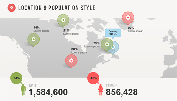 clean white charts infographics fectors freebie