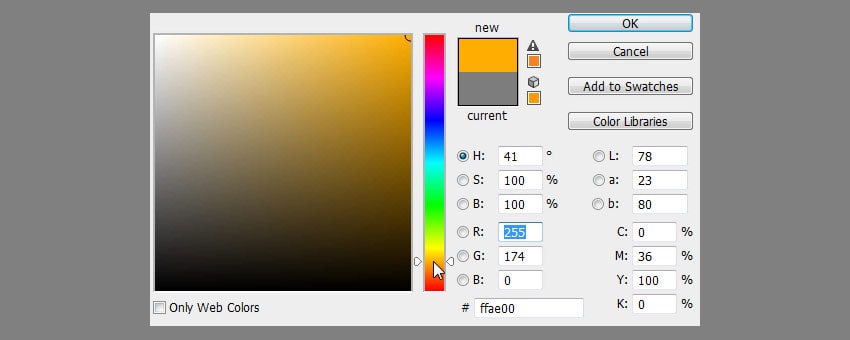 bright orange color overlay