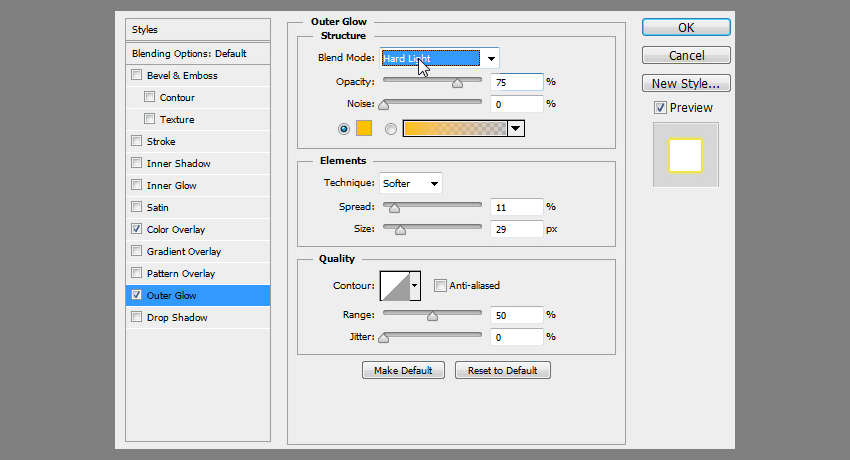 outer glow blend mode
