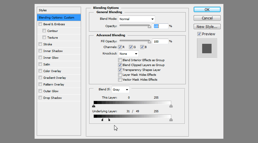 adjusting transparency of layer